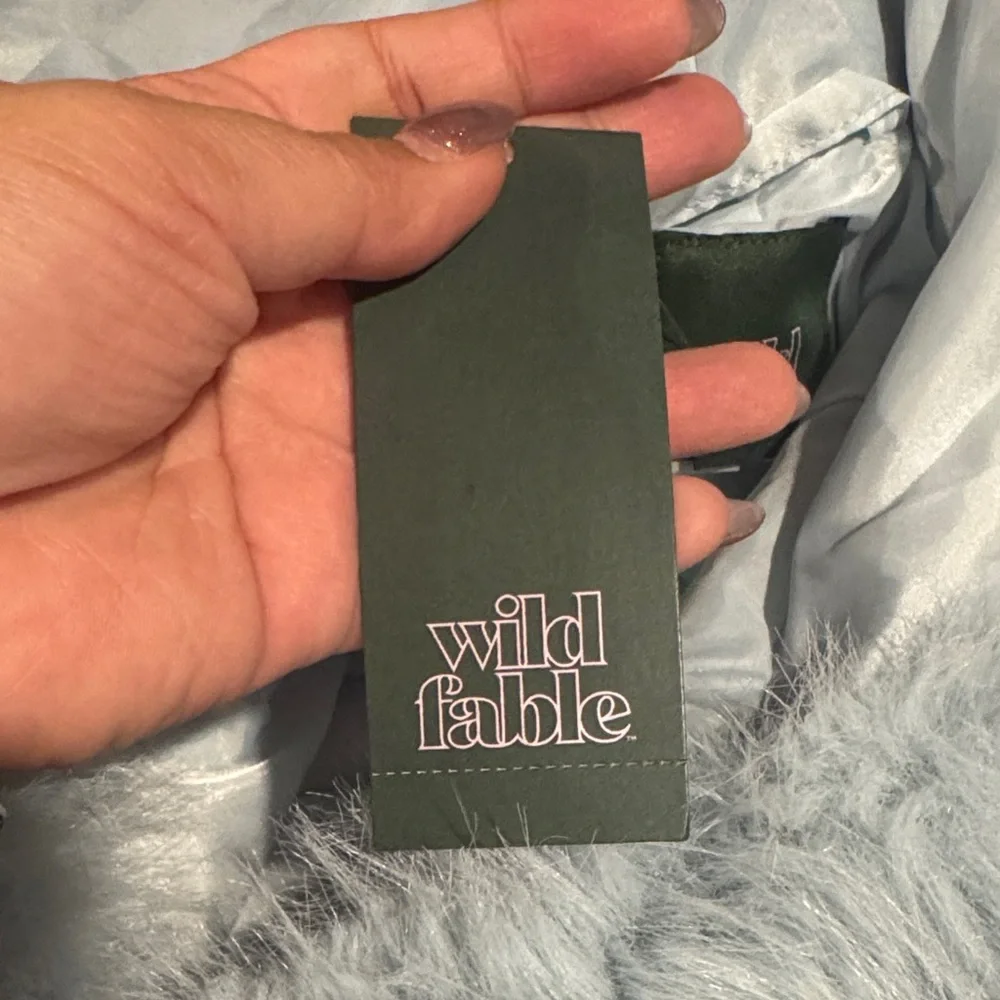 Women's Short Faux Fur Jacket - Wild Fable™ Light Aqua Blue XXL - Picture 6 of 8